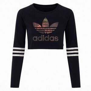 Adidas Originals x Rita Ora Black Cropped Long Sleeve Top Women’s Size Medium